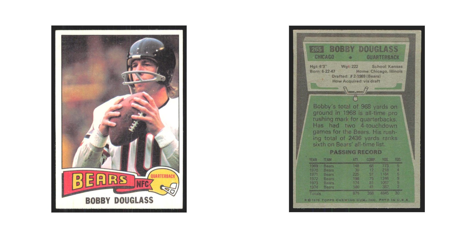 1975 Topps Bobby Douglass Bears #265.0