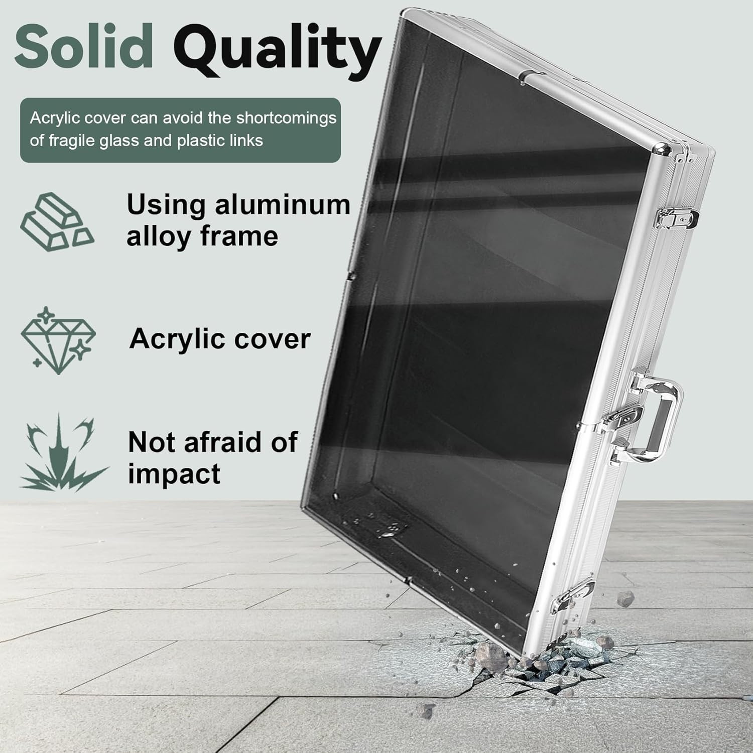 Large 34″x22″ Tabletop Aluminum Display Case with Locks – Secure Your Treasures