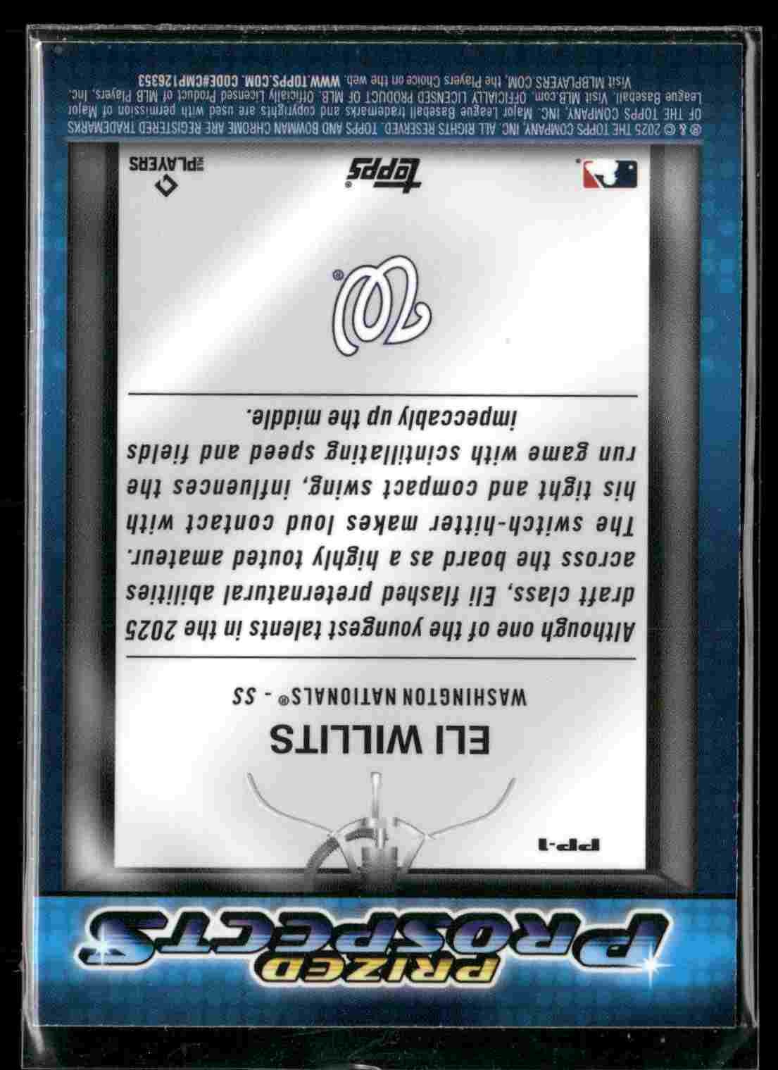 2025 Bowman Draft #PP-1 Eli Willits Prized Prospects