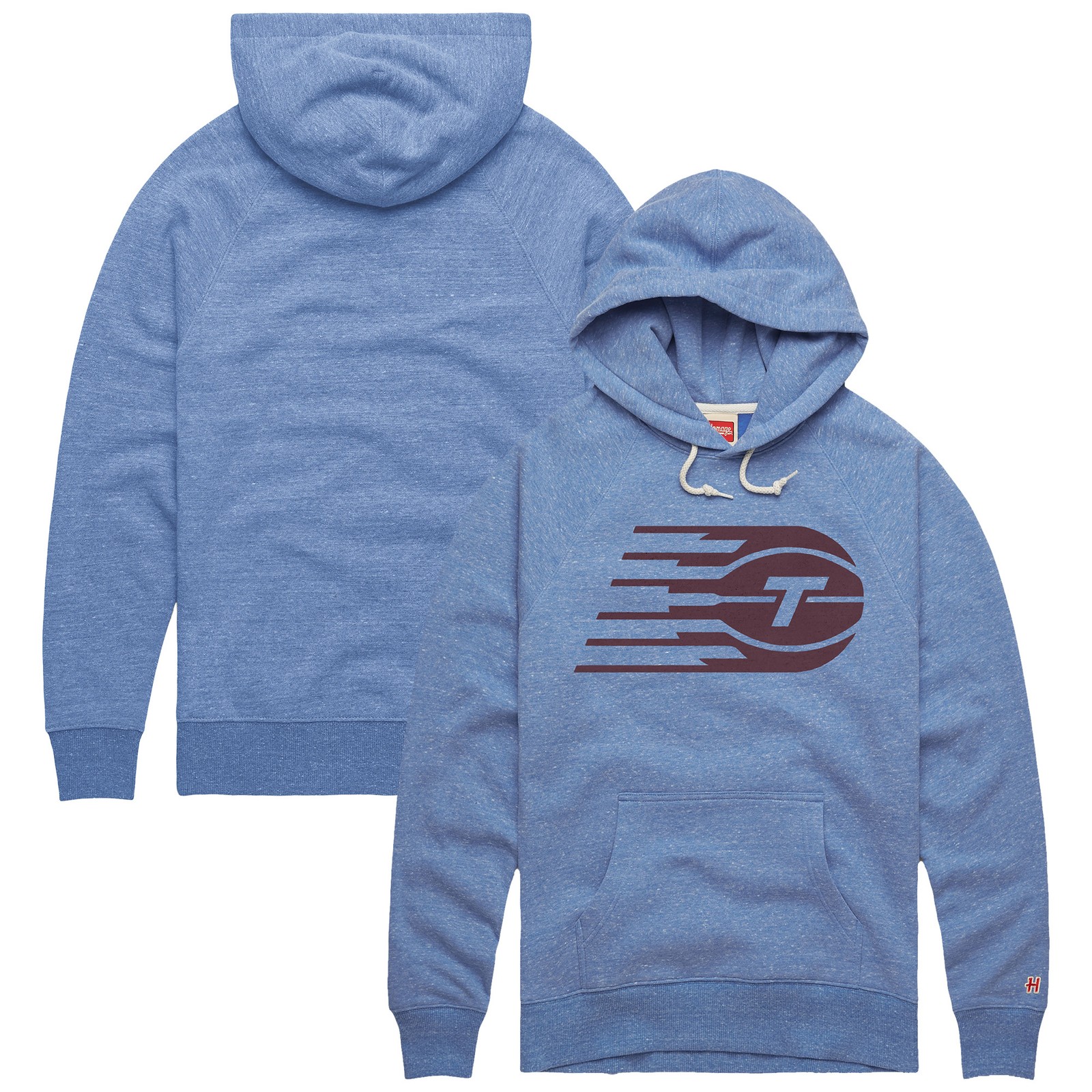 Unisex Homage Light Blue Toronto Tempo Logo Tri-Blend Pullover Hoodie