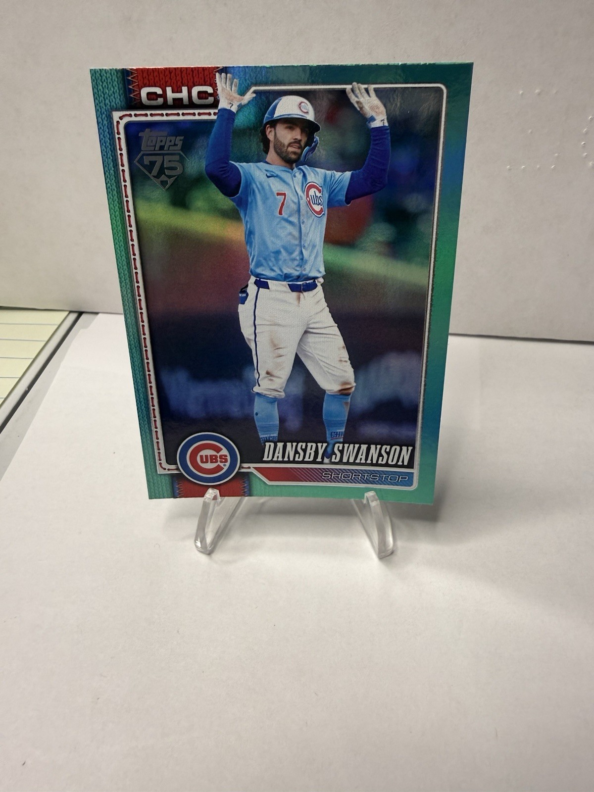 2026 Topps Series 2 Dansby Swanson #550 Aqua Rainbow Foil – Chicago Cubs
