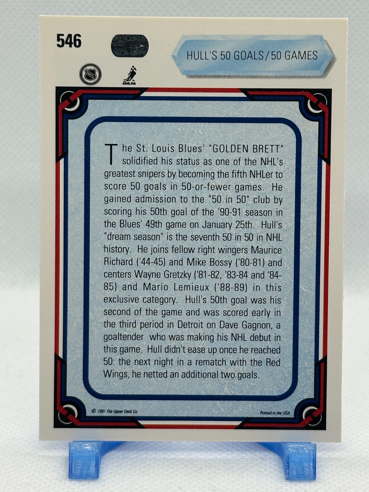 Brett Hull 1990-91 Upper Deck – 50 Goals/50 Games #546 St Louis Blues