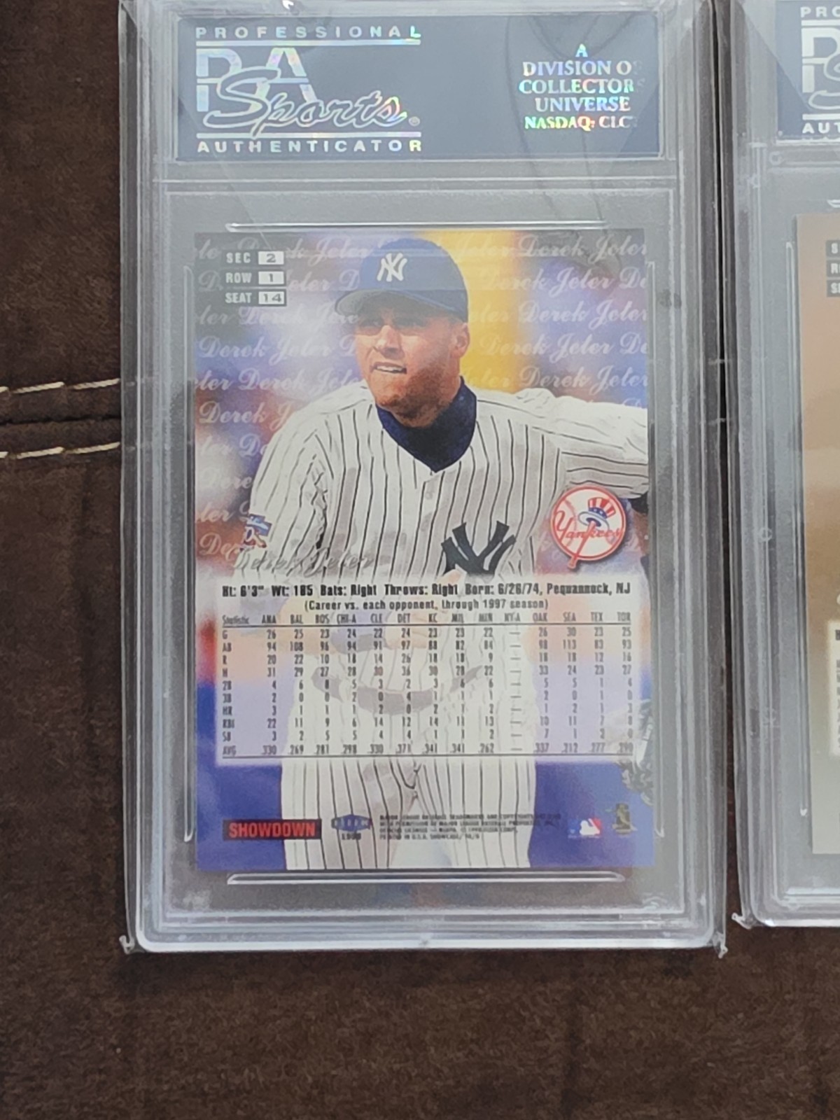 1998 Flair Showcase #14 Derek Jeter Row 1, 2, & 3 – Set of 3 Cards – All PSA 10