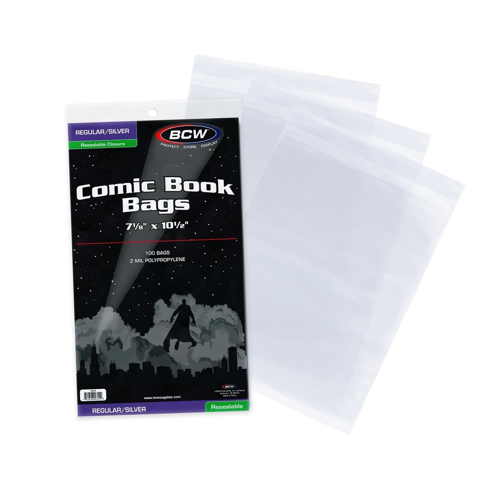 BCW Resealable Silver Age Comic Bags – 100 ct, Protection for Silver Age Comic B