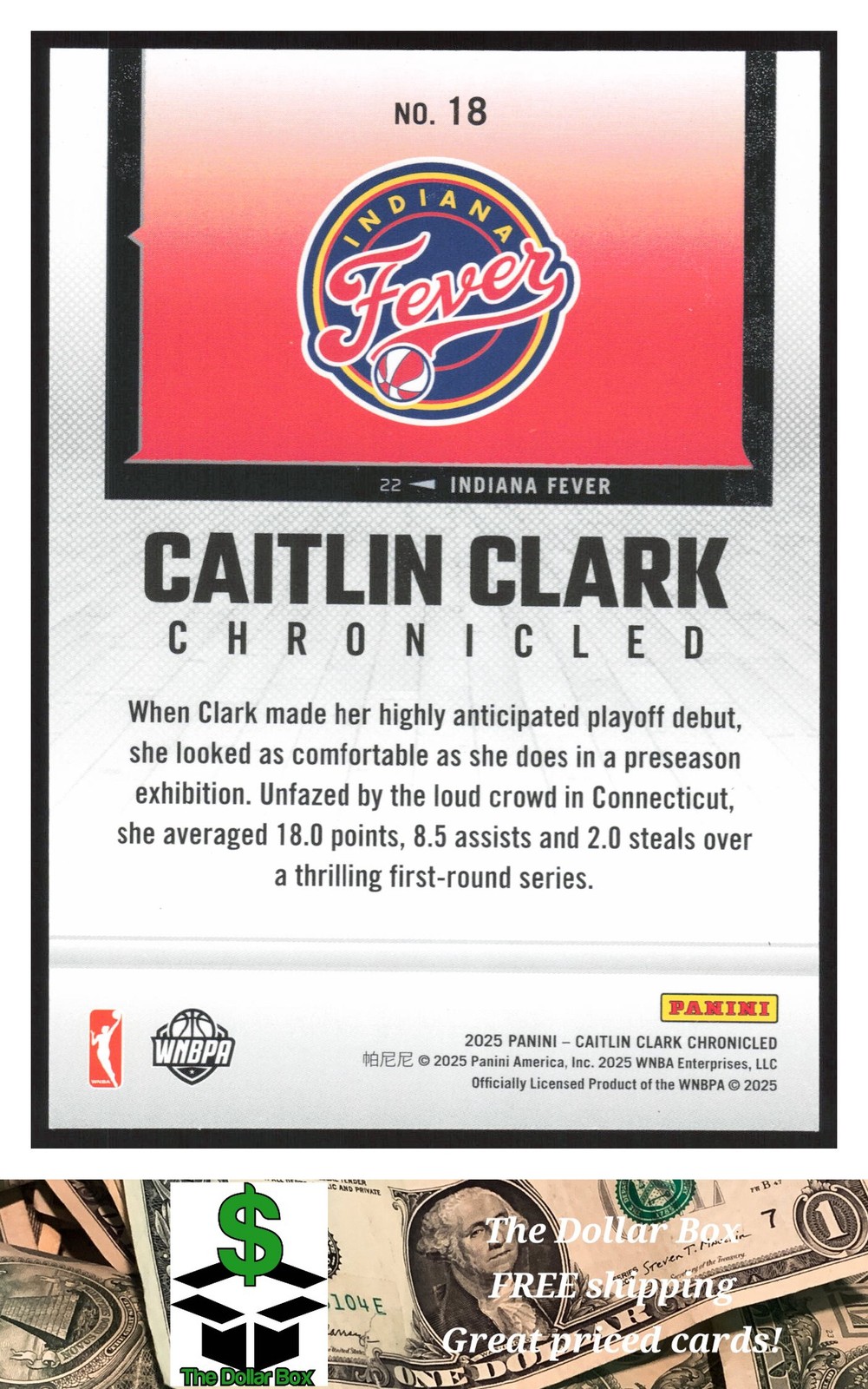 2025 Panini Caitlin Clark Chronicles Card #18 Chronicled CRACKED ICE RED FOIL