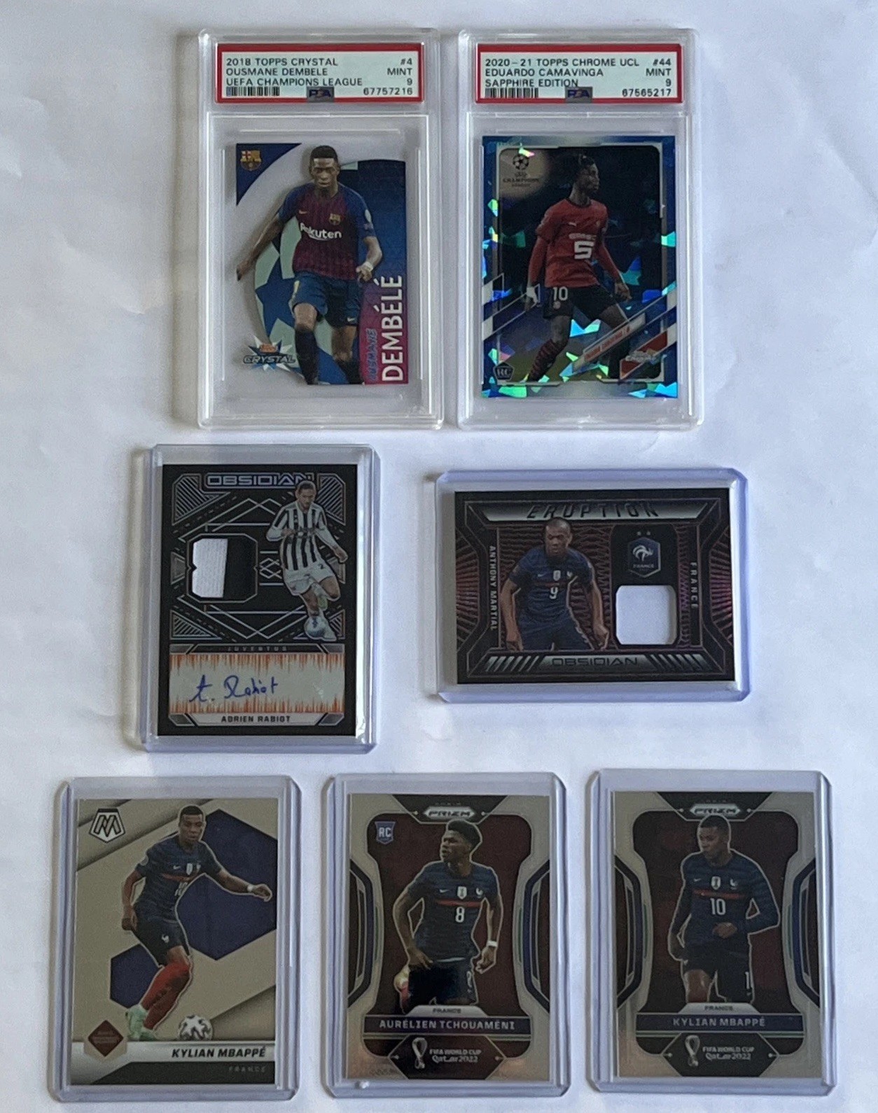 France Soccer Lot: Mbappé Camavinga Sapphire RC PSA 9 Dembélé PSA 9 + Auto Relic