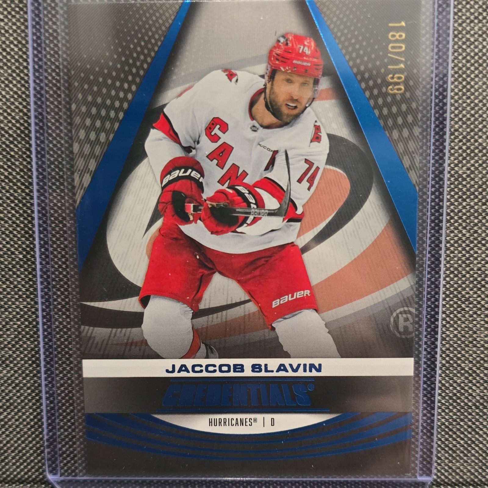 Upper Deck Credentials Hockey 2025-26 Jaccob Slavin Blue #57 180/199 Hurricanes