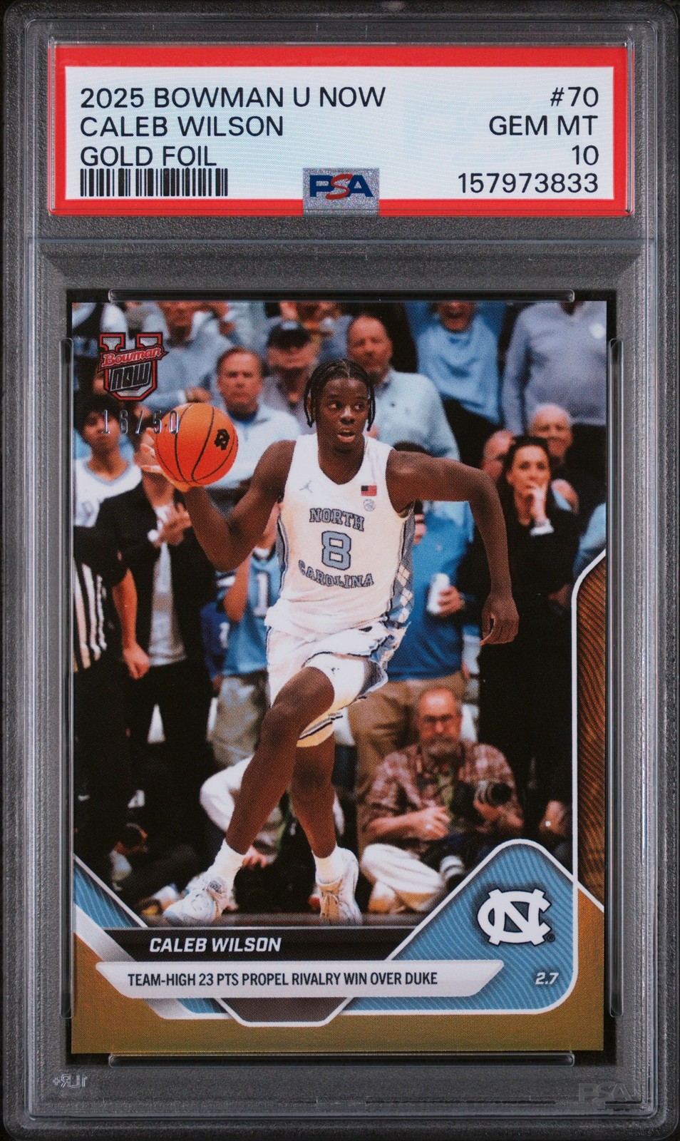 2025 BOWMAN U NOW GOLD FOIL #70 CALEB WILSON 16/50 PSA 10