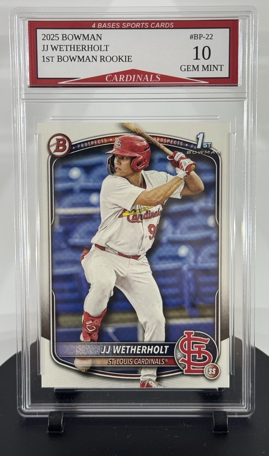 2025 Bowman JJ Wetherholt Cardinals 1st Bowman Rookie Card #BP-22 Gem Mint 10