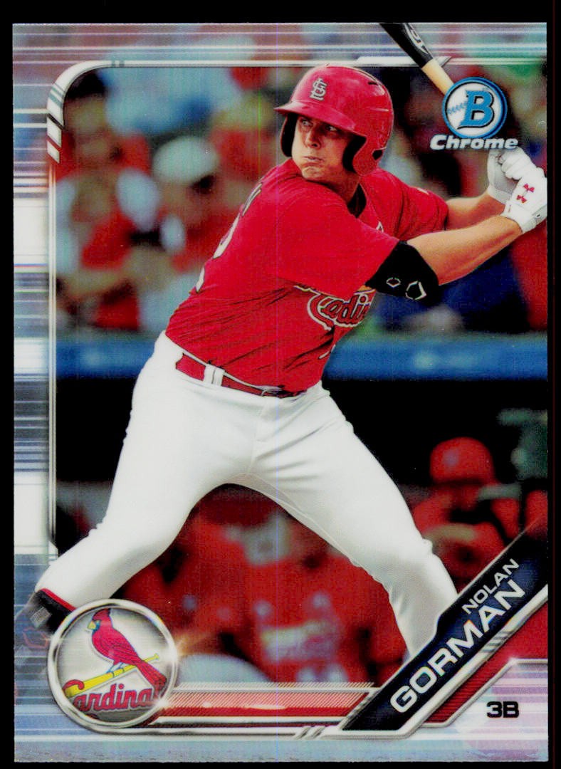 2019 Bowman Draft Nolan Gorman BDC-42 Chrome Refractor St. Louis Cardinals