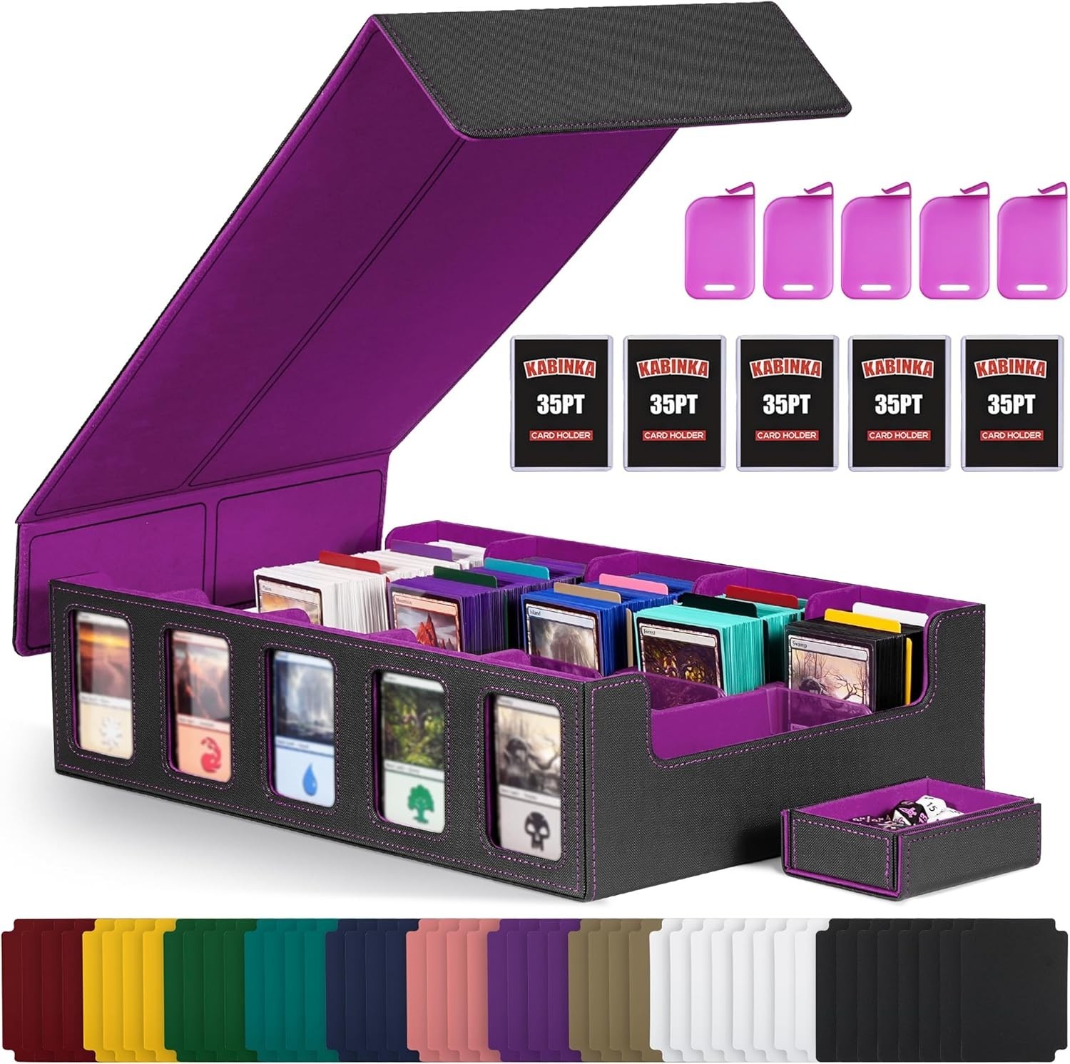 Large Capacity Deck Box, 3900+ Cards, 5-Row, Magnetic Closure, Waterproof PU …