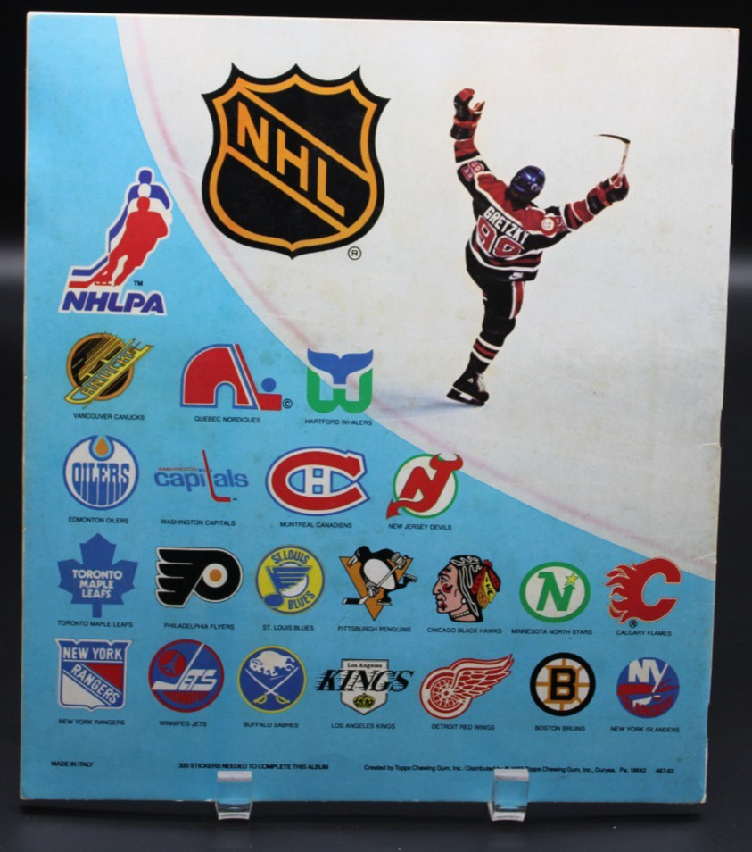1983 Topps Hockey Sticker Album Complete (1-330) NM Pete Peeters on Cover