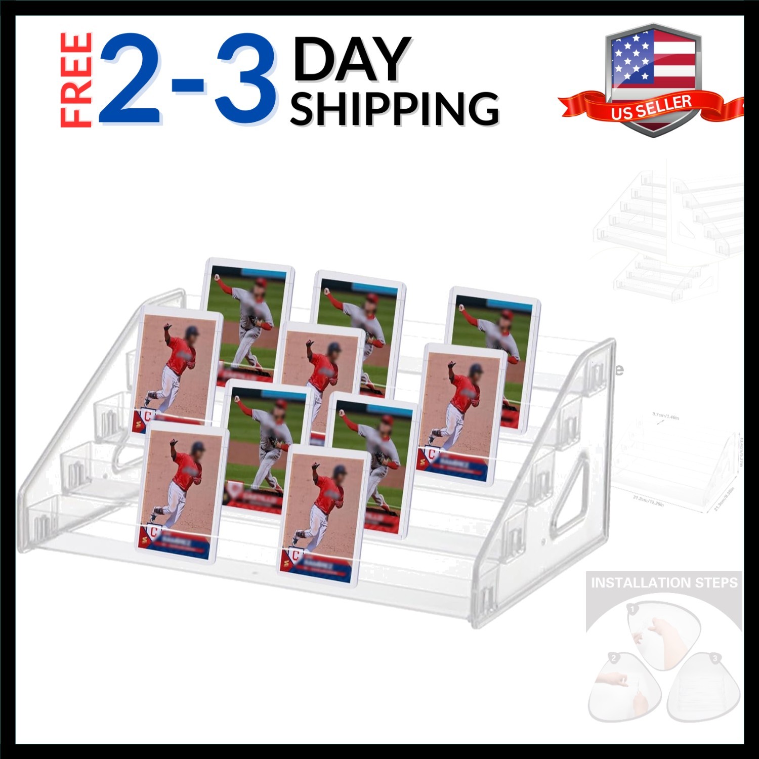 5-Tiered Trading Card Display Holder, Clear Plastic Tabletop Display Rack for…