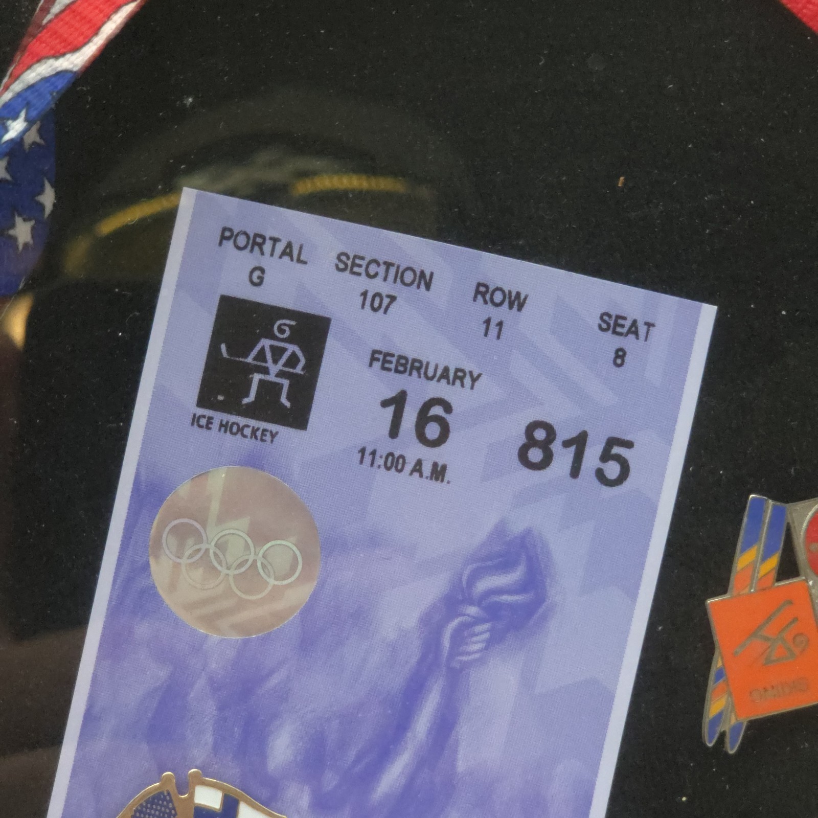 Rare 2002 Salt Lake Winter Olympics Shadow Box Display Torch Relay Pins & Ticket