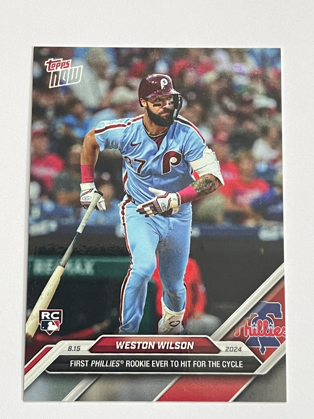2024 Topps Now Phillies Weston Wilson First Rookie Ever to Hit for Cycle #557
