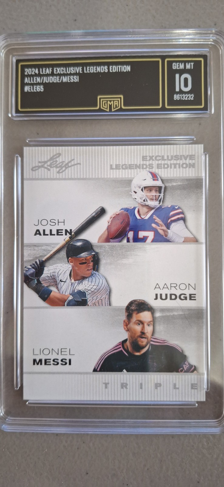 2024 Leaf Exclusive Legends Edition Allen/Judge/Messi #ele65 GMA Gem Mt 10