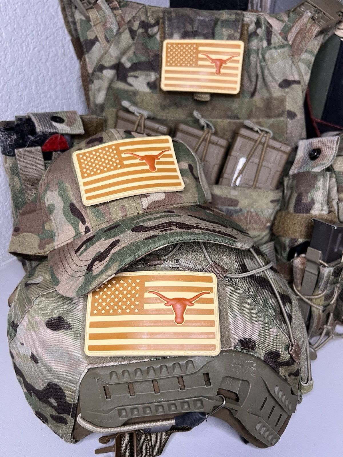 Military Combat American Flag Texas Longhorns Football PVC Patch W Vlcro – NCAA
