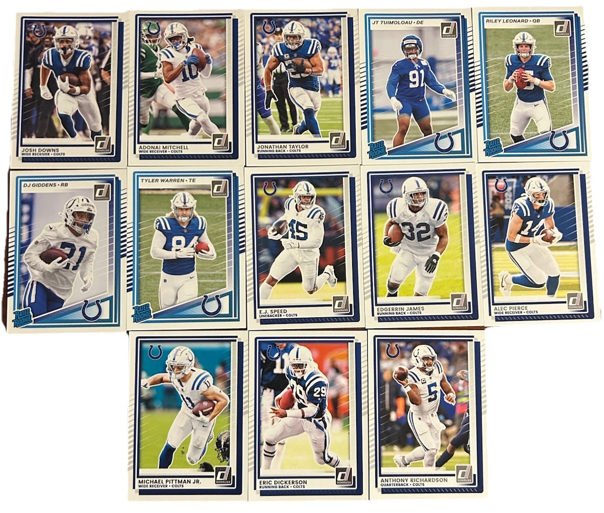 2025 Donruss Football (1-400 Set) Indianapolis Colts Team Set (13 Cards)
