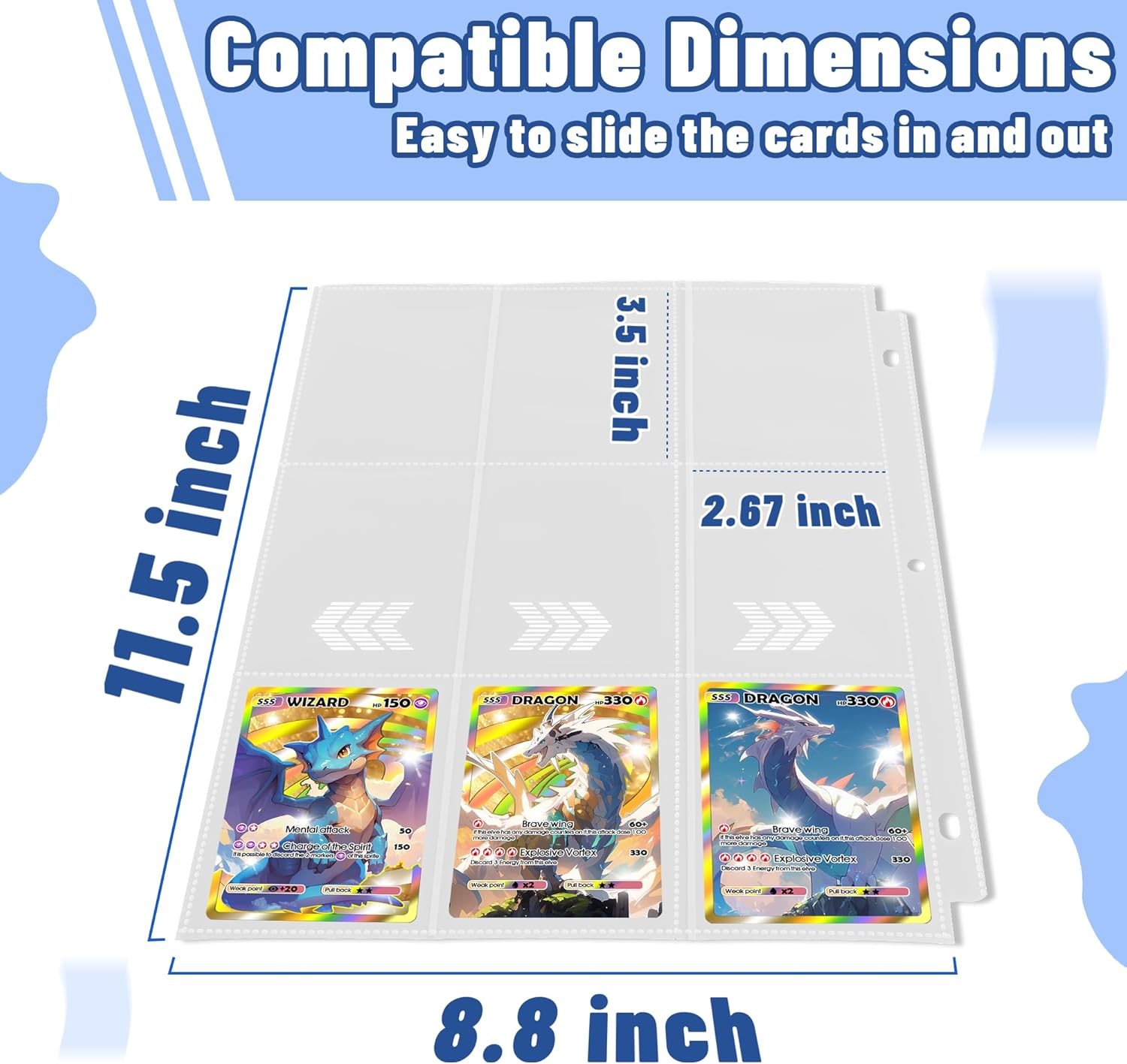 1800 Pocket Trading Card Album Binder Protector Page Sleeves 100 Sheets Baseball
