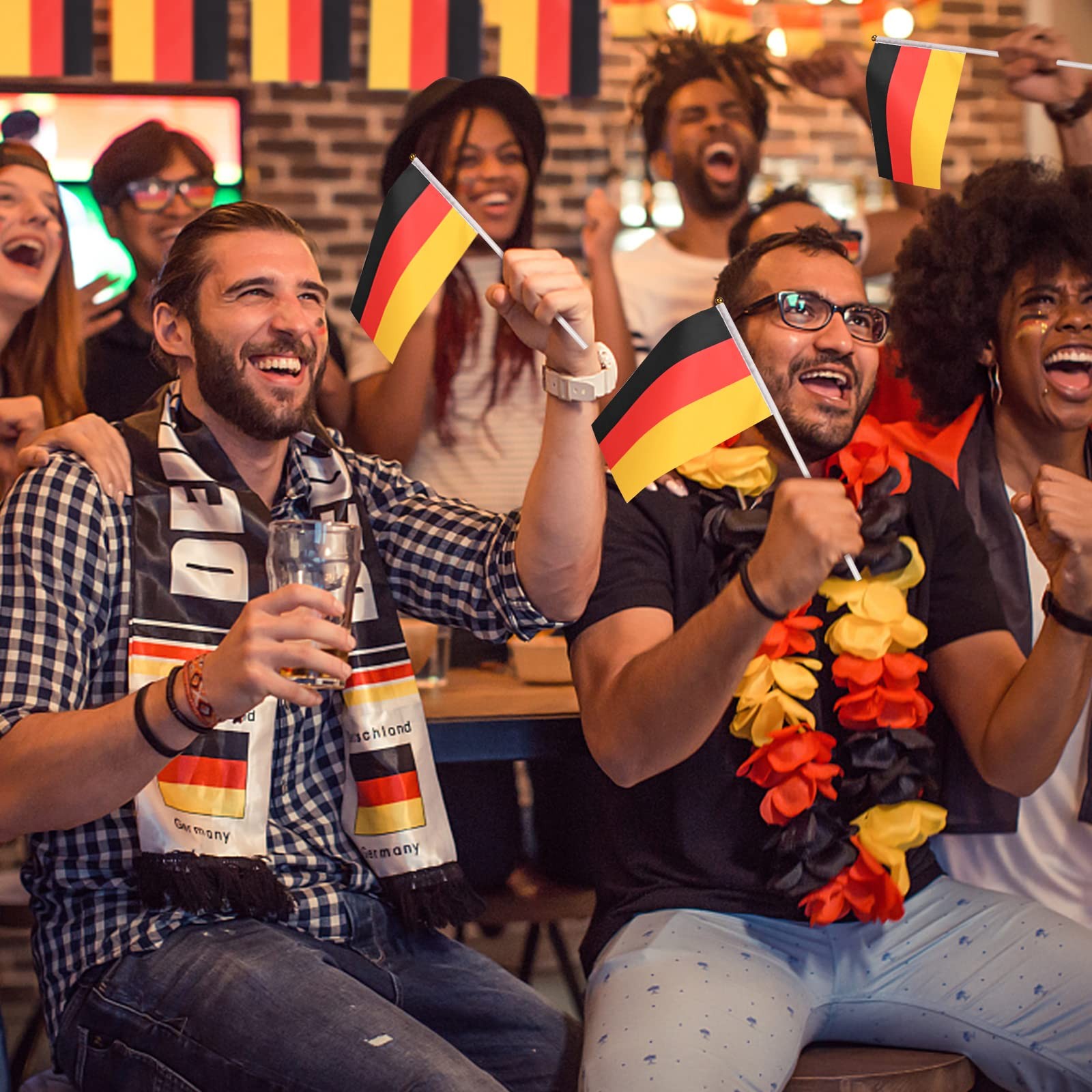 AhfuLife 30 Pcs Germany Hand Held Flags for World Cup 5×8 Inch-30 Pcs, German
