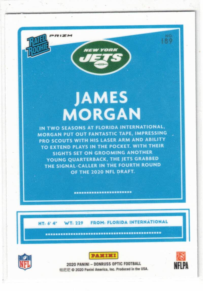 2020 Donruss Optic James Morgan Rated Rookie RC Purple Shock Parallel SP