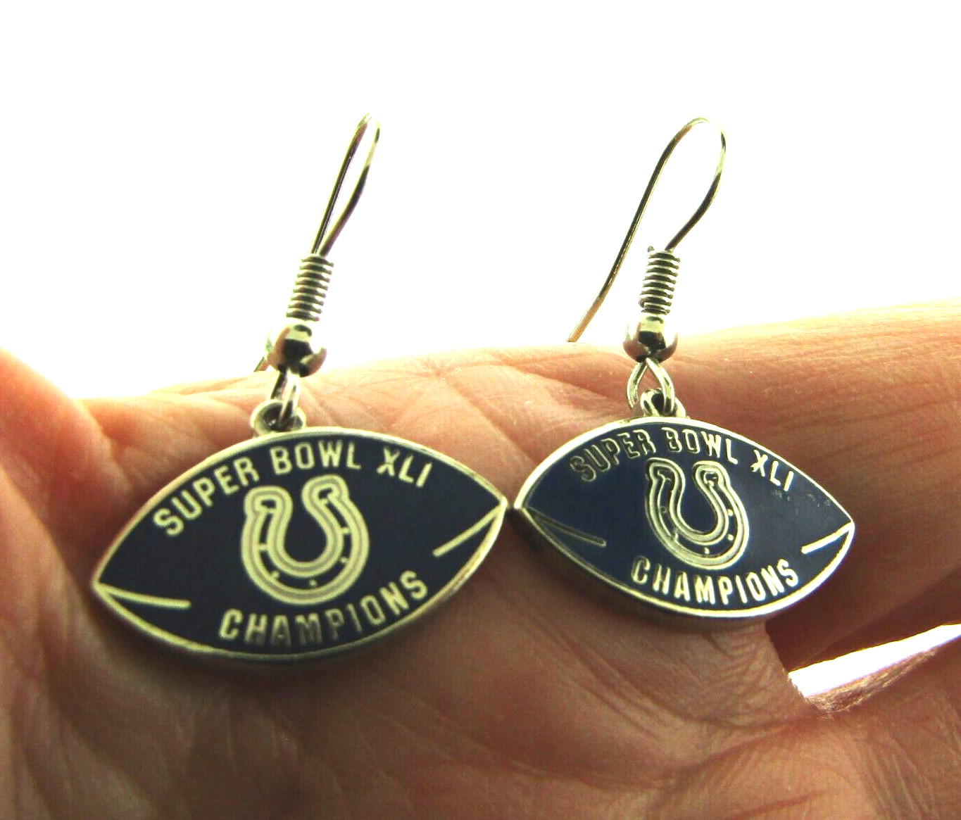 Indianapolis Colts Football Blue Dangle Earrings 1 Inch Super Bowl XLI 2007