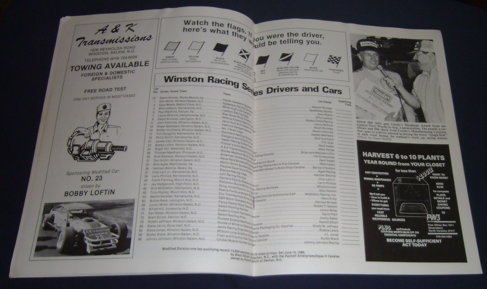 1986 Bowman Gray Stadium Hardees Ladies Night Program Don Smith