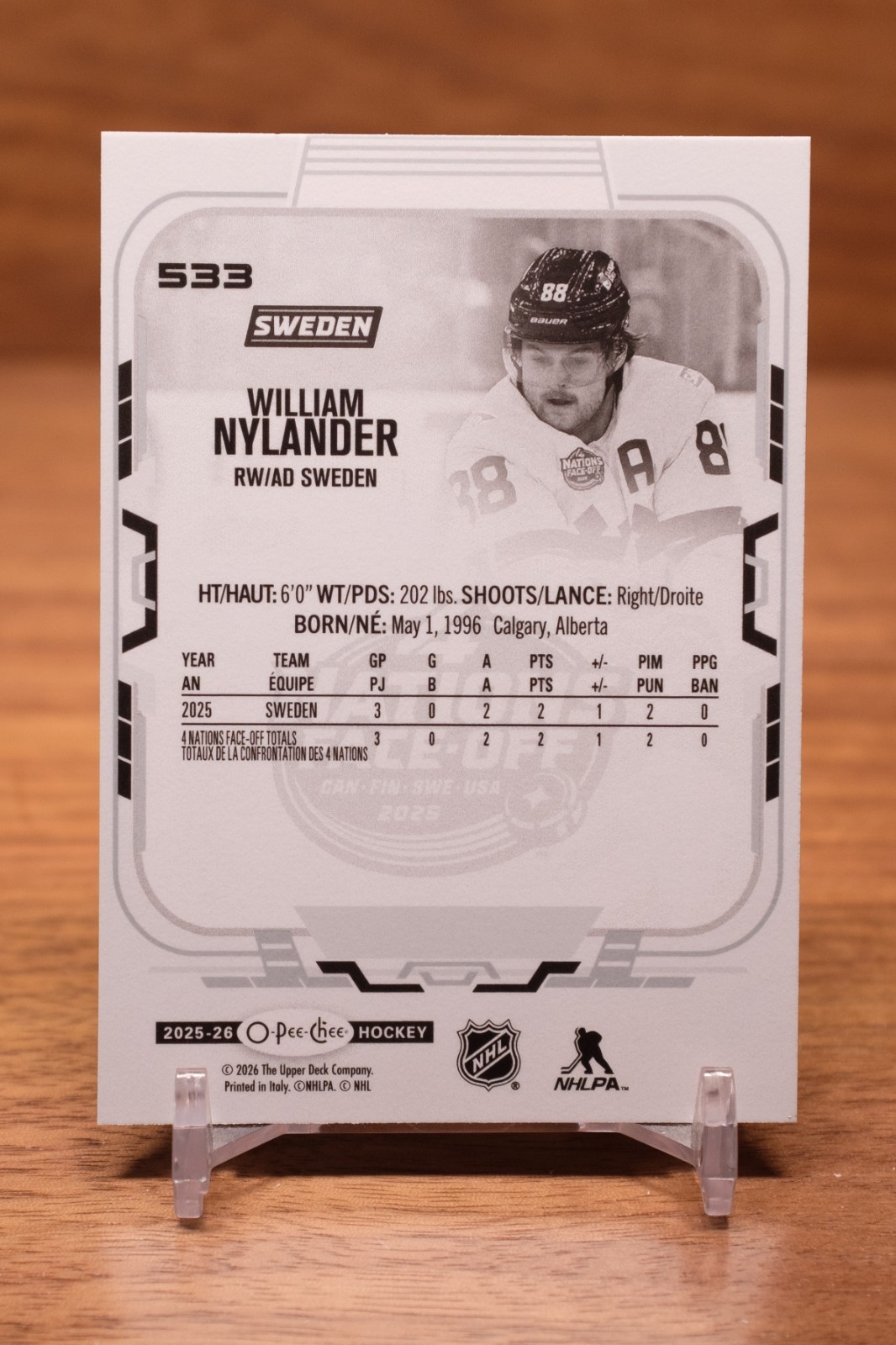 2025-26 O-Pee-Chee Base #533 William Nylander – Team Sweden