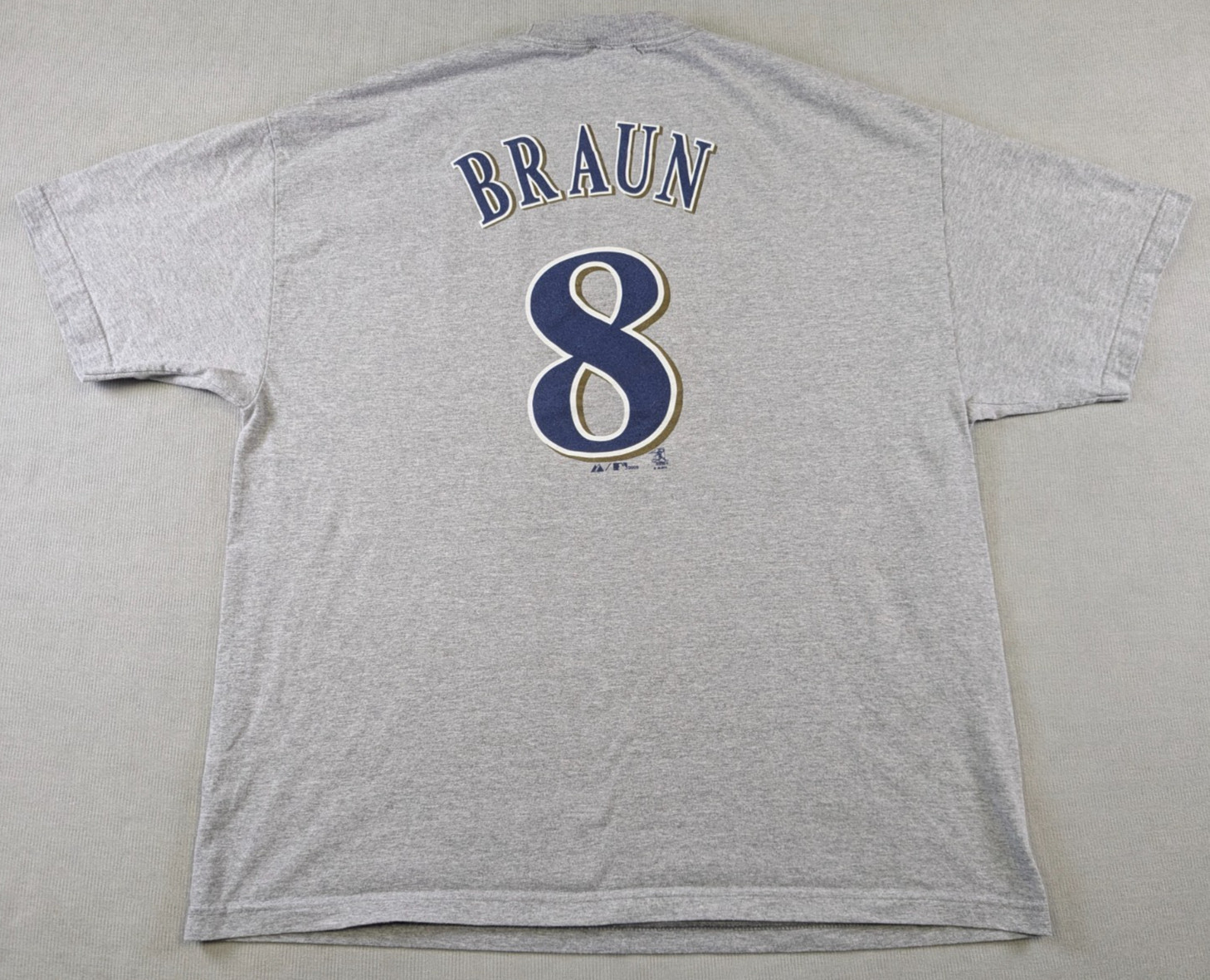 Milwaukee Brewers Jersey Shirt Mens 2XL Gray Majestic Y2K Ryan Braun MLB Retro