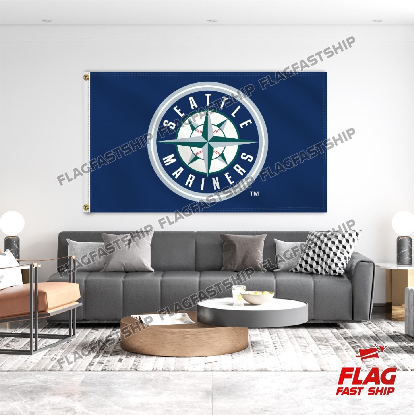 Seattle Mariners 3×5 ft Flag Banner MLB World Series Vintage FREE Shipping