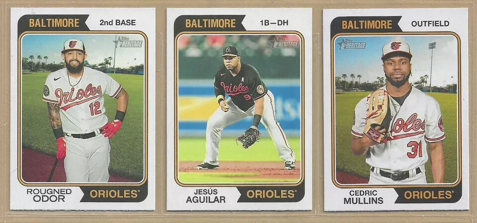 2023 Topps Heritage BALTIMORE ORIOLES Base Team Set of (12) Henderson Rutschman