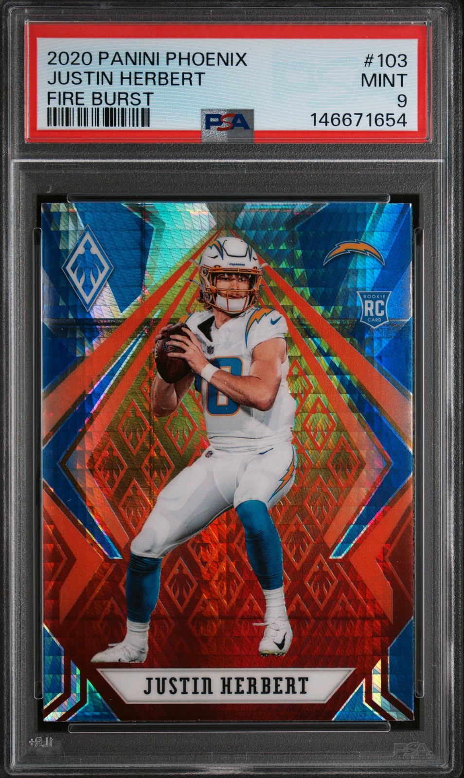 2020 Panini Phoenix JUSTIN HERBERT Fire Burst #103 PSA 9 MINT RC Rookie Card 🤩