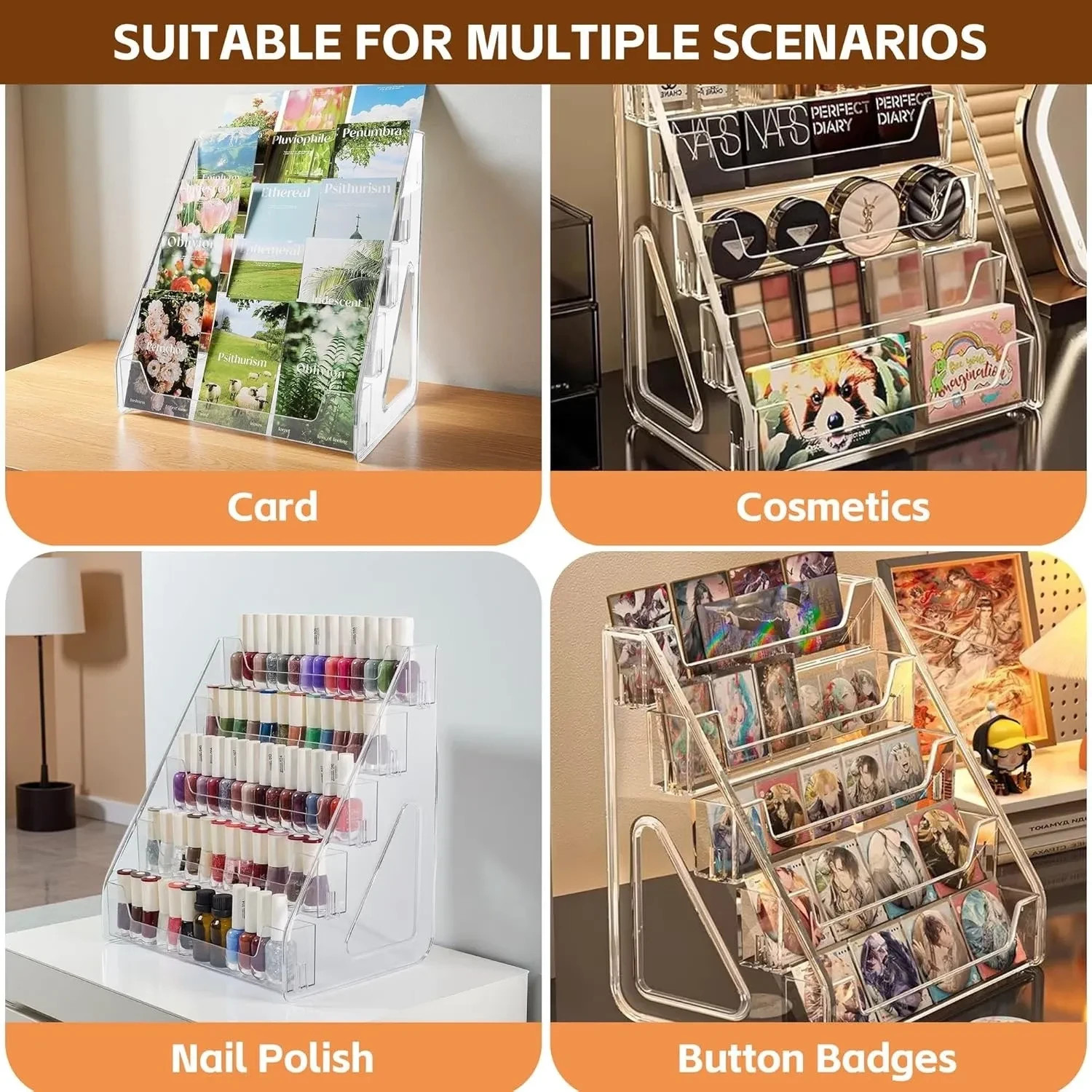 Display Stand for Baseball Basketball Sport ,5Tier Vertical Holder ,Trading Card
