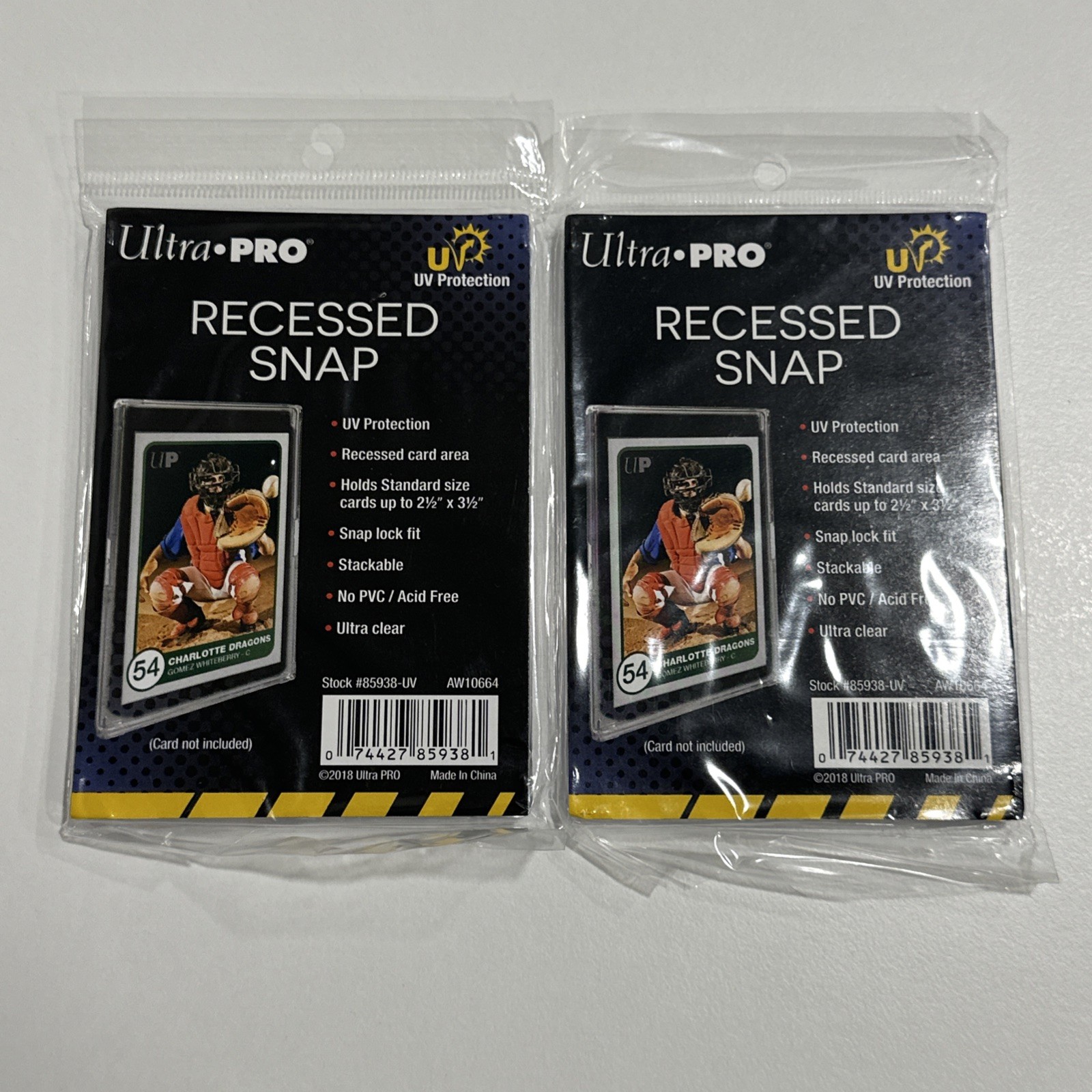 Lot of 2 ULTRA PRO Recessed Snap Card Holder Protector UV Protection 85938