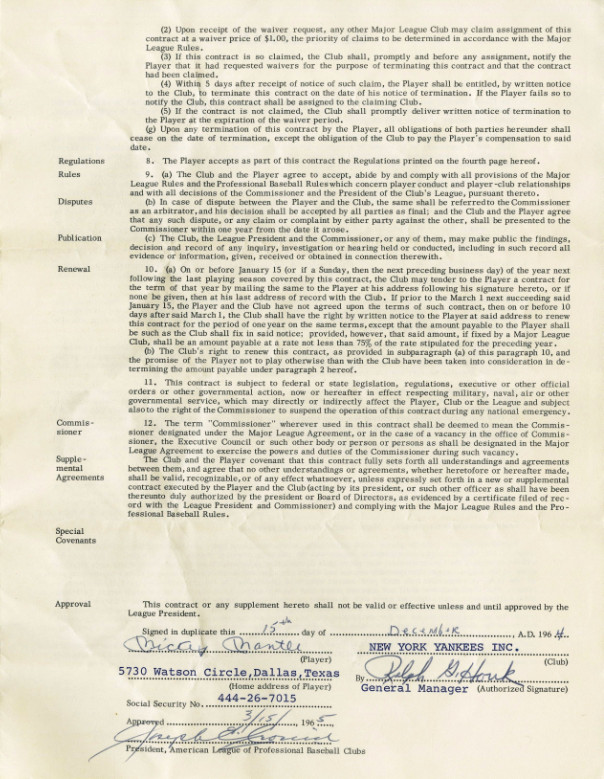 1965 Mickey Mantle Signed Contract ALL 4 PAGES!! New York Yankees Replica