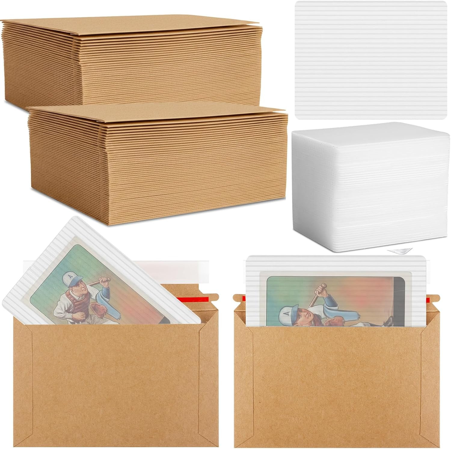 100 100 Pcs Trading Card Shipping Set 4 X 6” Trading Card Protector and Mailing