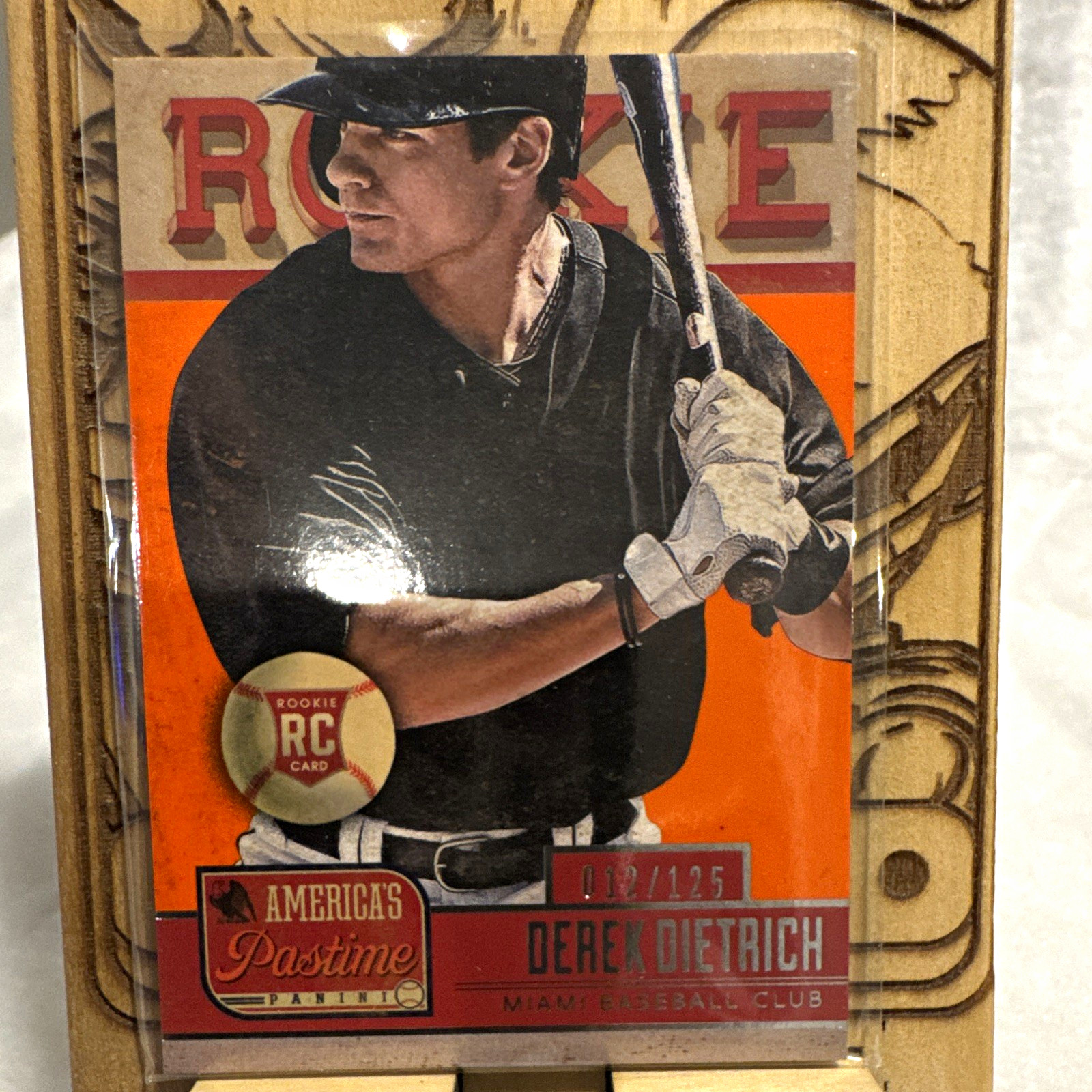 Panini 2013 America’s Pastime Rookies Derek Dietrich RC Marlins #198 /125