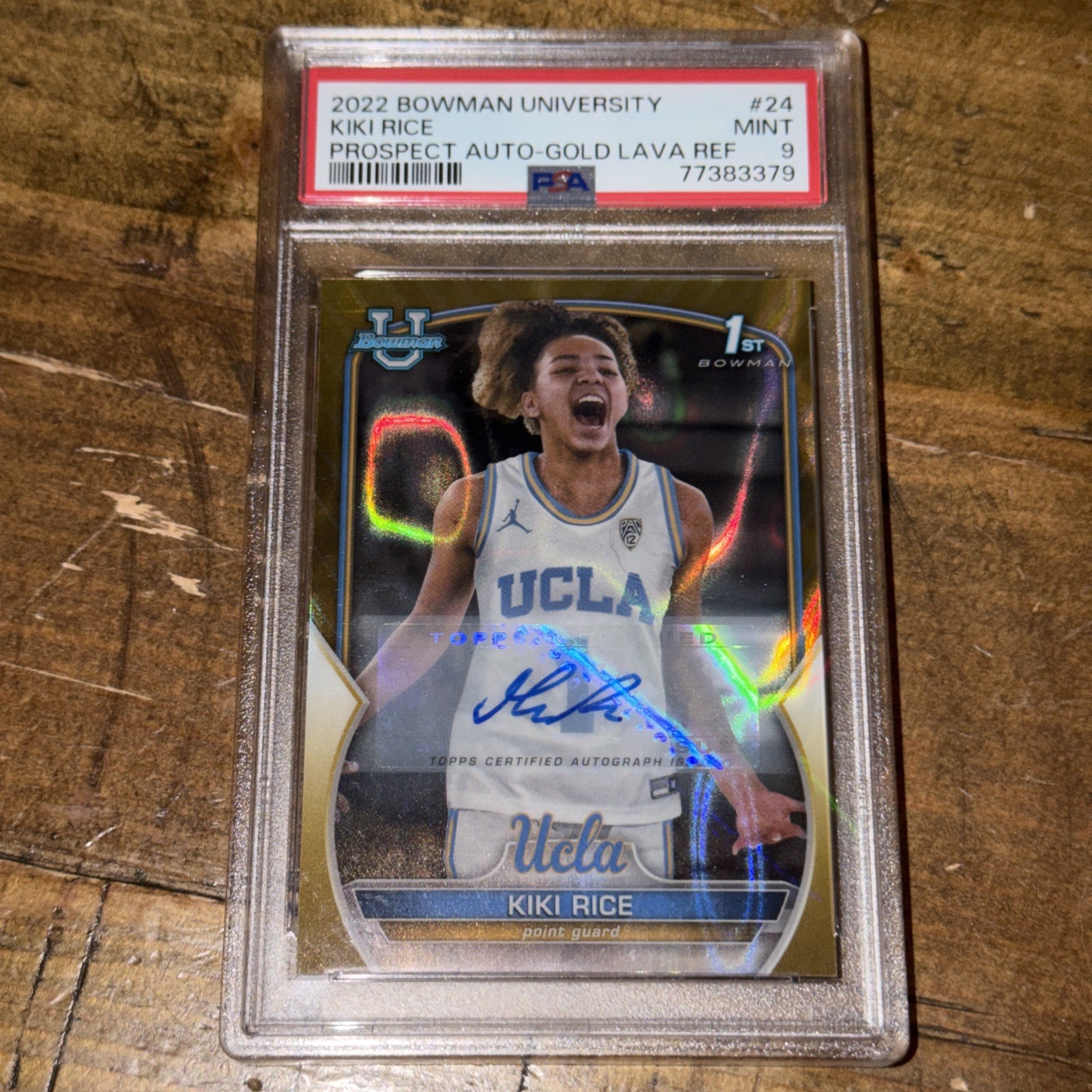 2022 Bowman U Chrome Kiki Rice Gold Lava Auto #28/50 PSA 9, Pop 4, None Higher