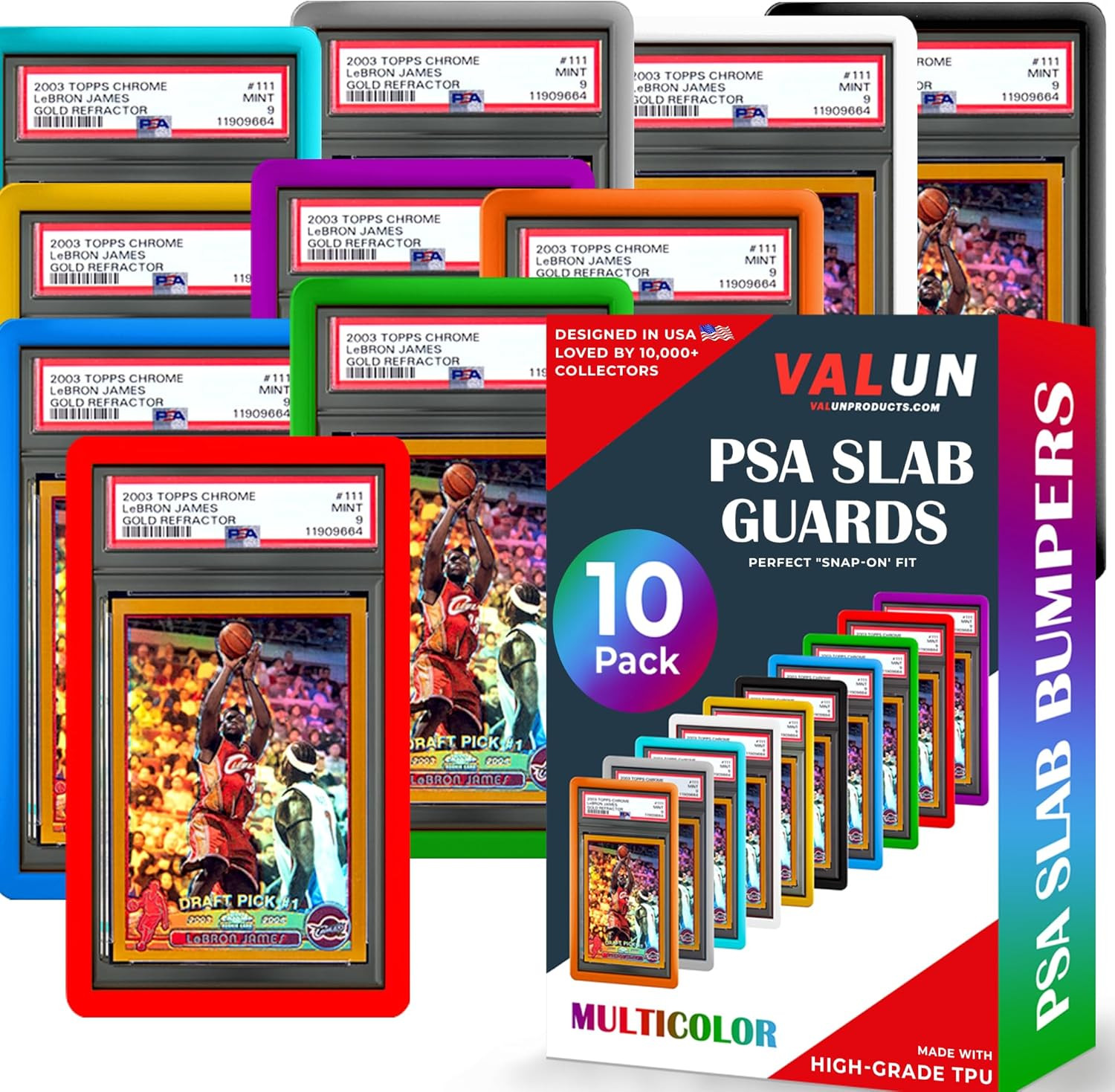 Multi-Color TPU Card Protectors – PSA Slab Bumper Pack of 10