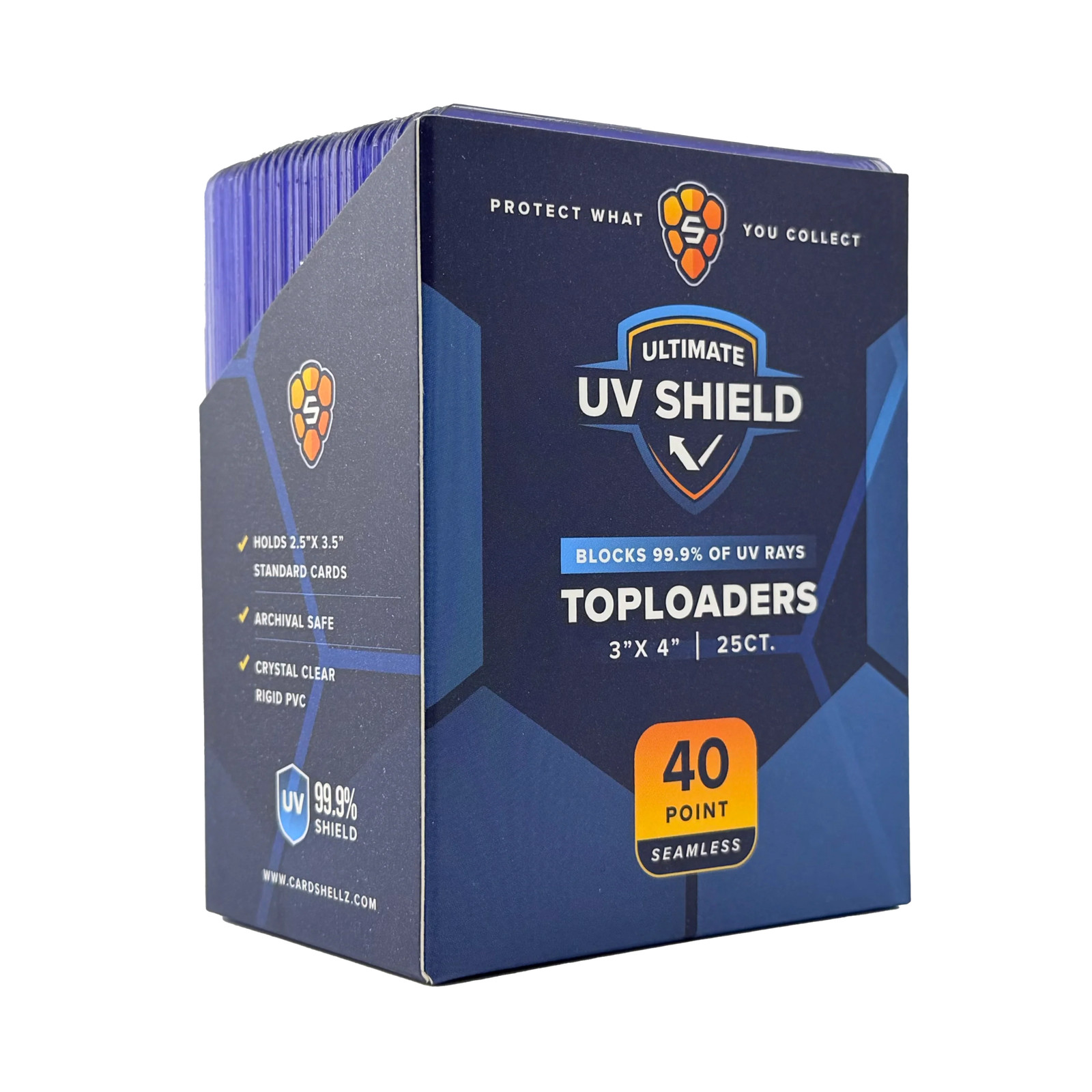 3″x4″ Toploader 40PT PREMIUM – UV Shield BLUE TINT Seamless Frame