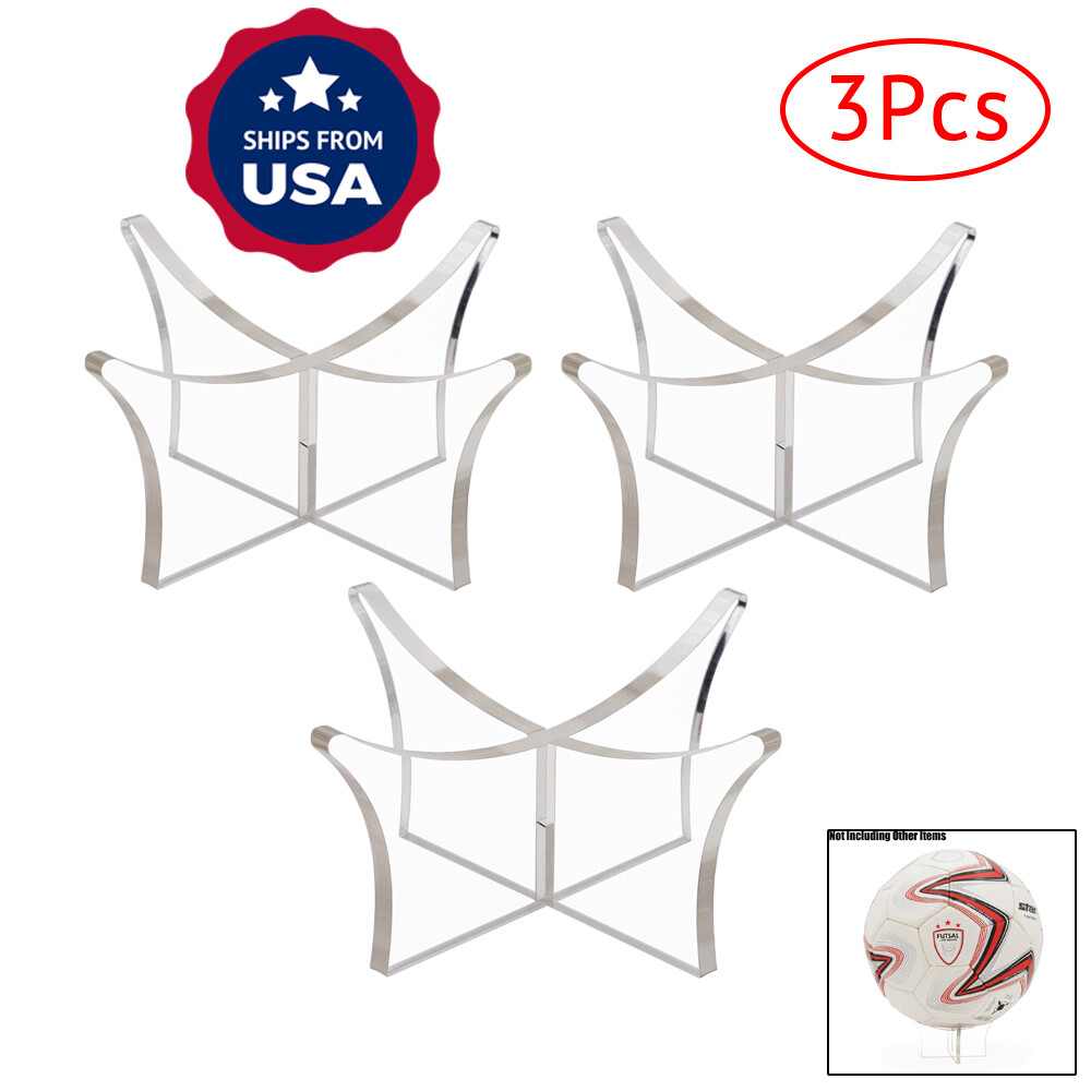 US 3pcs Clear Acrylic Rugby Ball Stand Holder Display Signed Autographed Balls