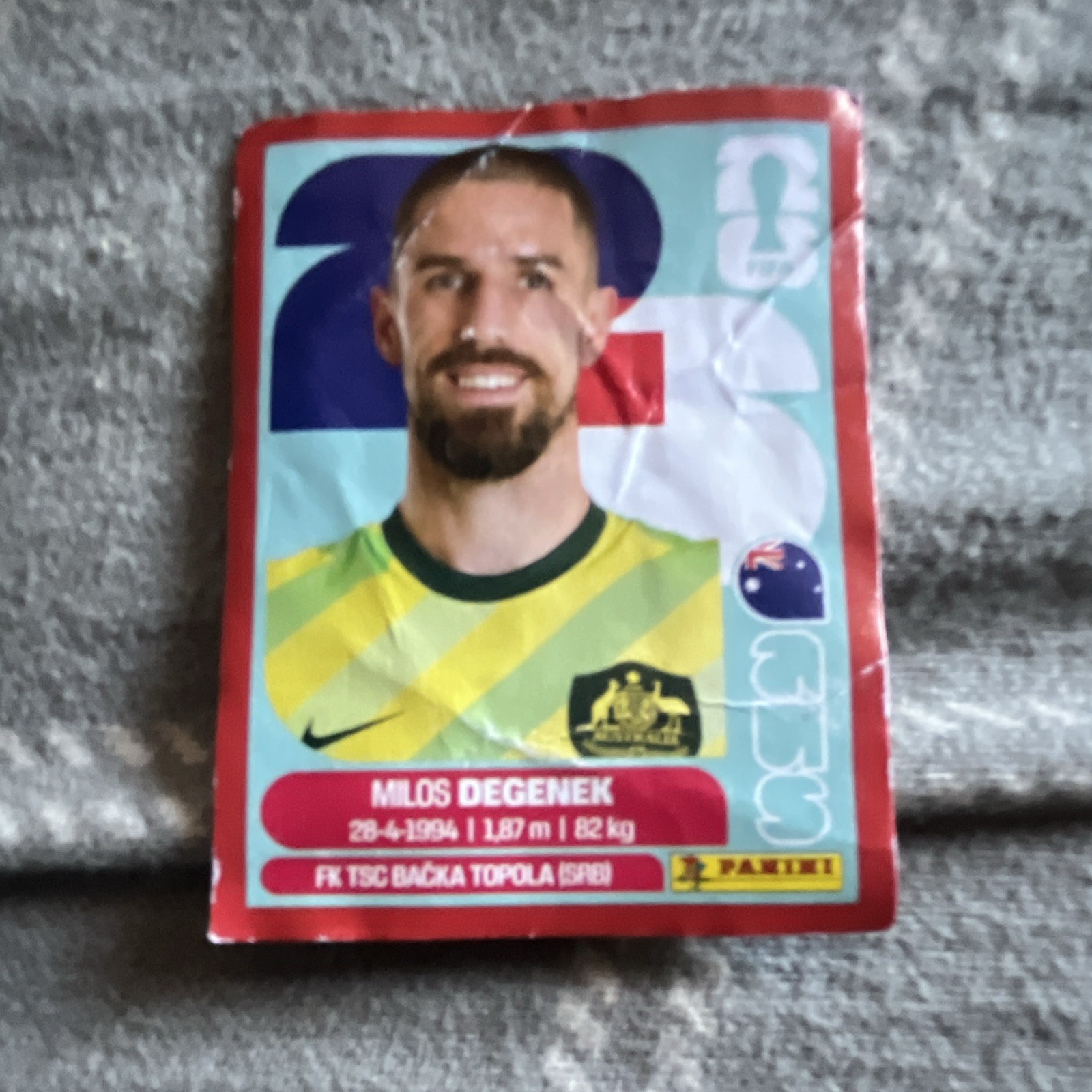 Panini FIFA World Cup 2026 Sticker AUS 10 Milos Degenek Australia Portrait