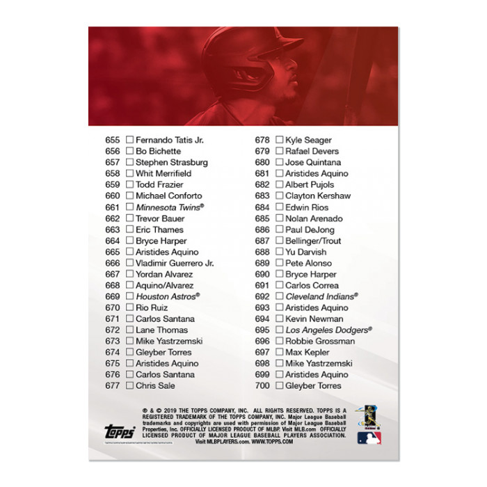 2019 Topps NOW Checklist 7 (#601-700) ~ Bryce Harper/Eduardo Escobar ~ 153 Made!