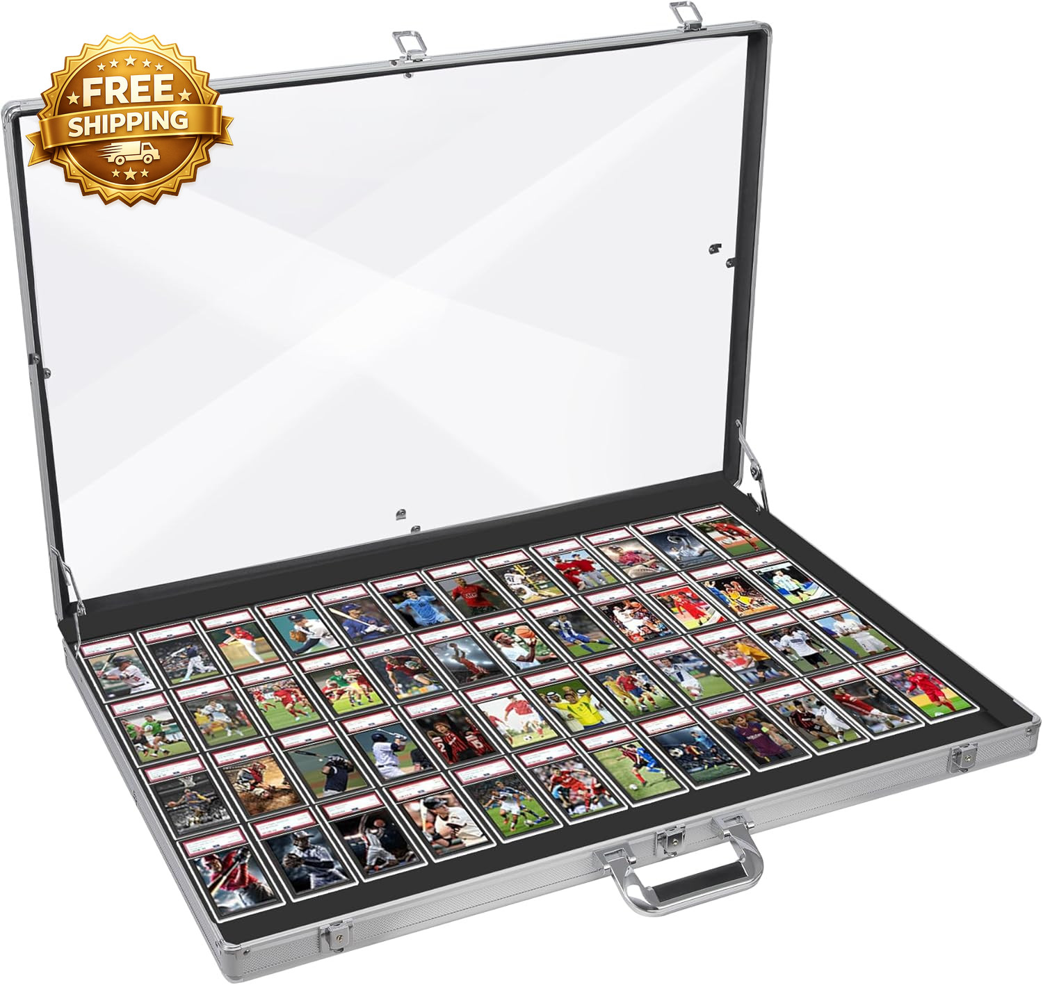 Card Display Case Aluminum 34″ L X 22″ W Glass Display Case for Cards XL Large