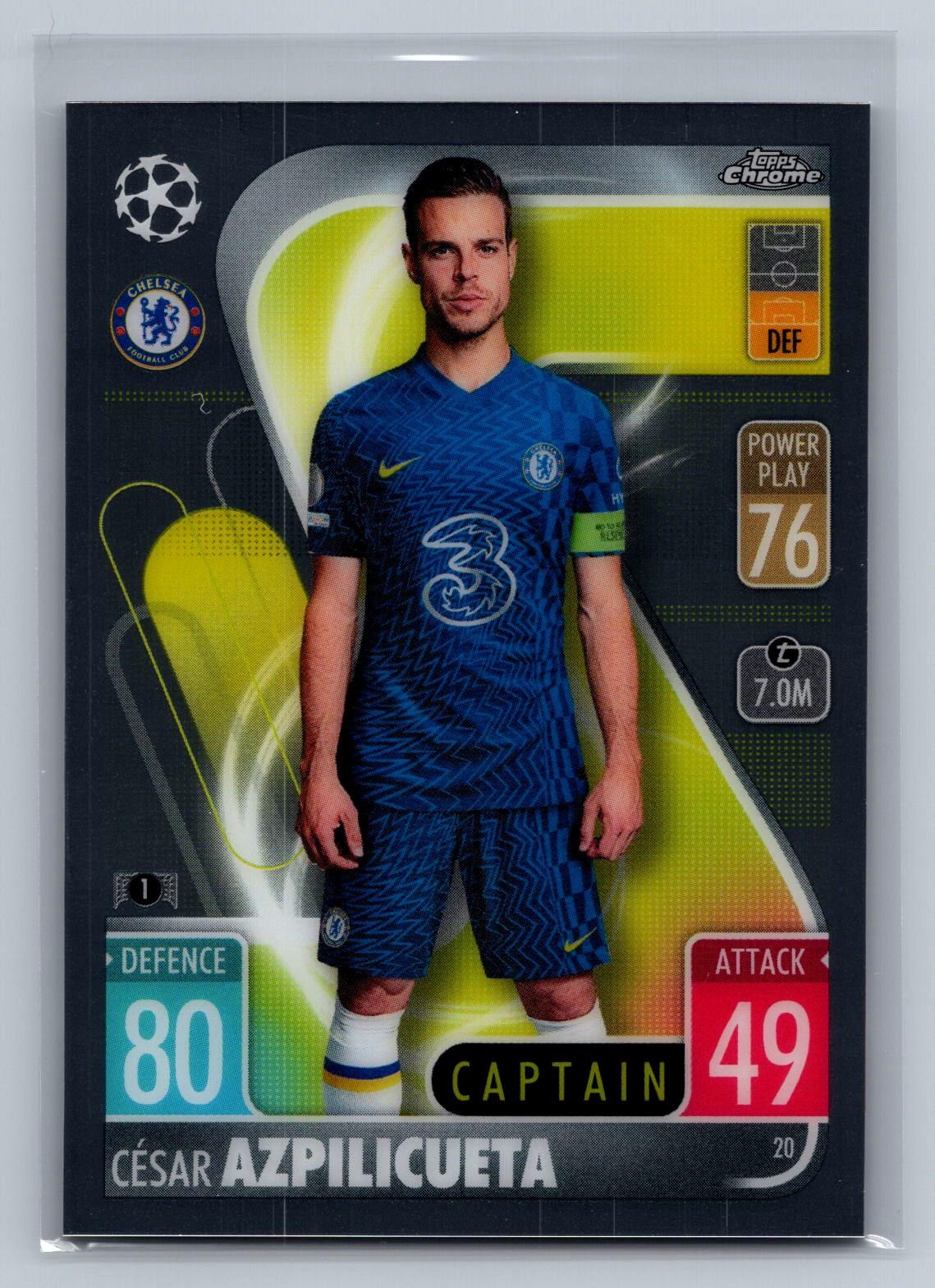 César Azpilicueta 2021-22 Topps Chrome Match Attax UEFA Chelsea FC #20
