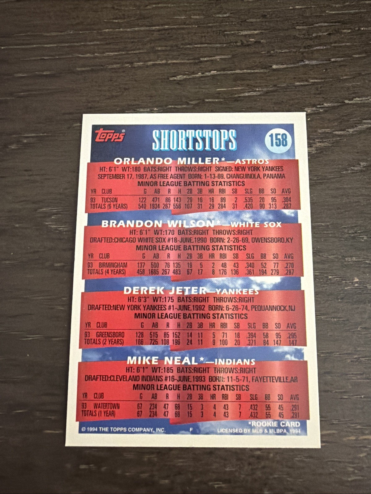1994 Topps – Prospects Derek Jeter, Orlando Miller, Brandon Wilson #158