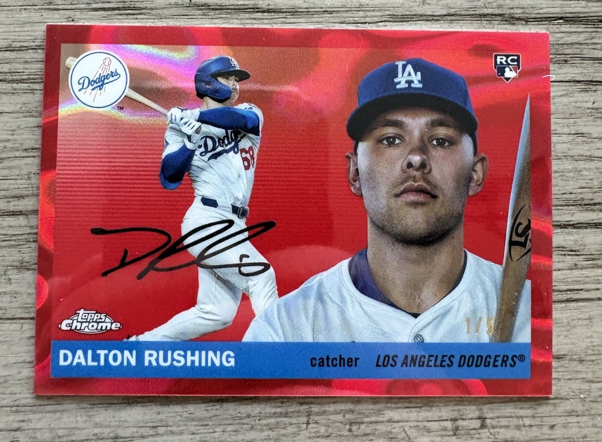 2025 Topps Chrome Platinum Dalton Rushing #295 Red Lava RC 1/5 Dodgers RC