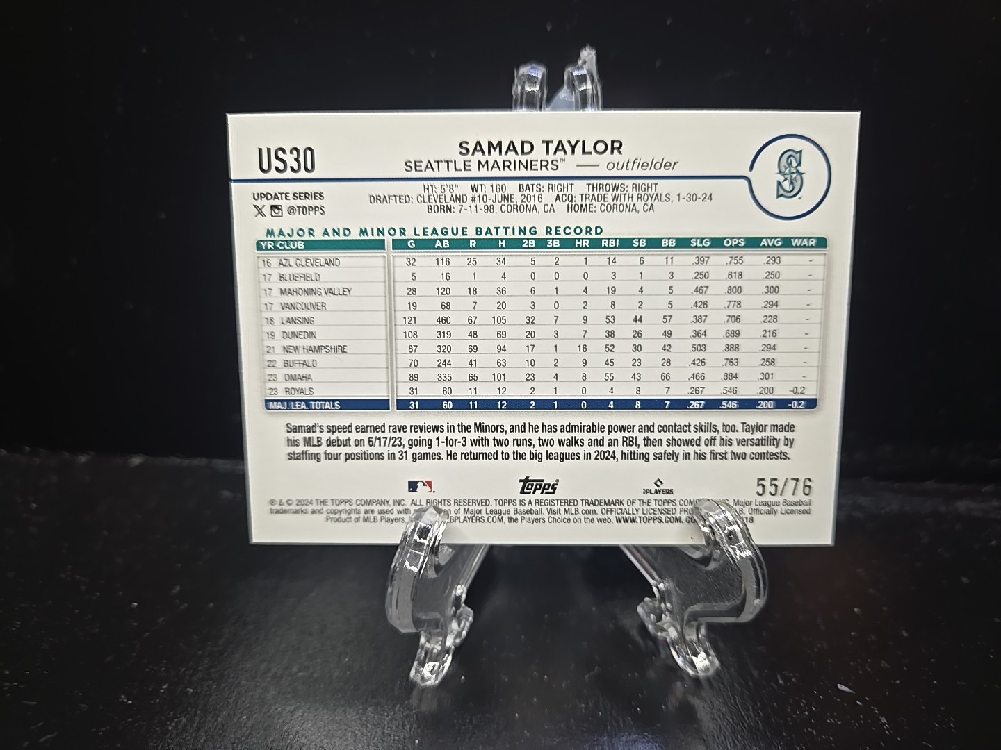 2024 Topps Update Series – #US30 Samad Taylor Independence Day /76 (RC) Mariners