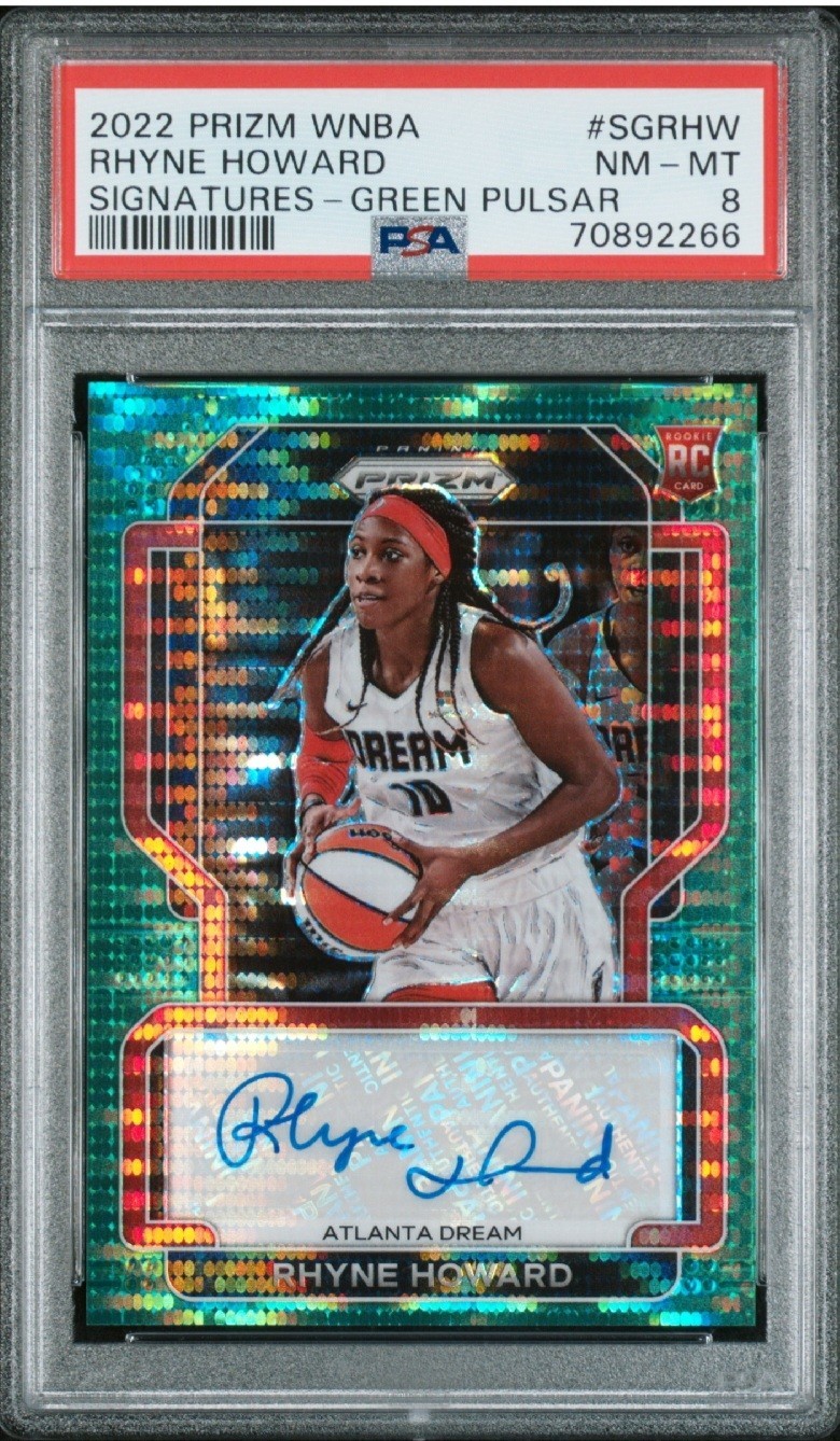 2022 Panini Prizm WNBA Rhyne Howard Signatures Green Pulsar #SGRHW /25 PSA 8