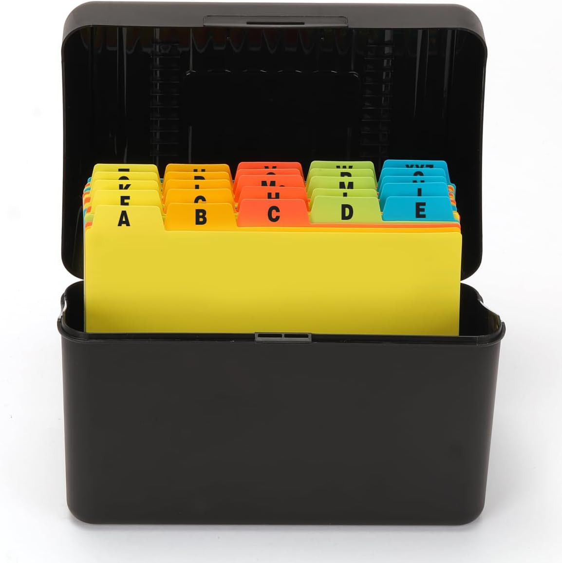 Index Card Holder 3×5 Inches with 25 Plastic Dividers, Black
